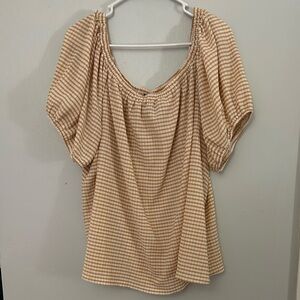 Lane Bryant Puff Sleeve Yellow Stripe Short Sleeve Top Size 26/28